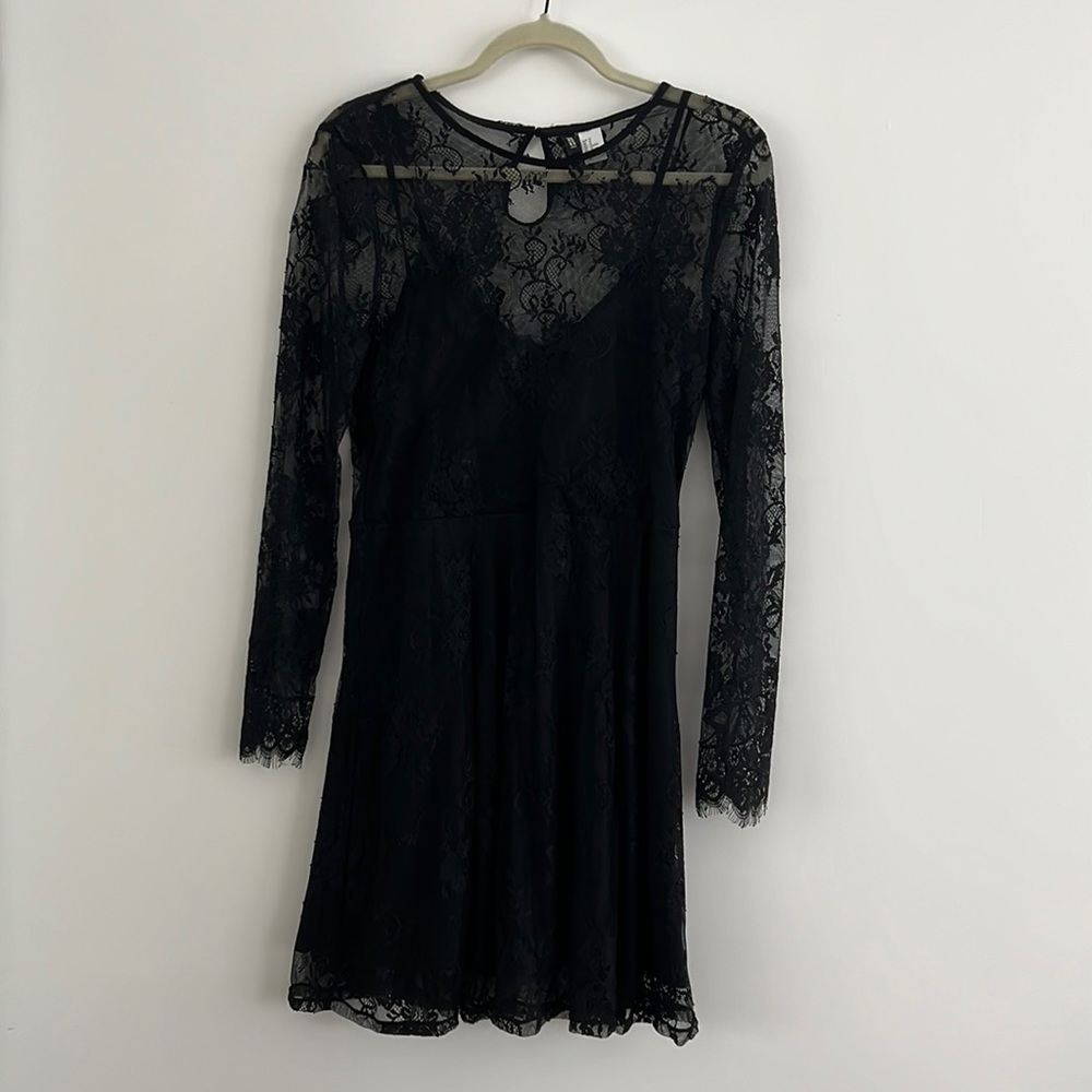 H&M Long Sleeve Black Lace Dress